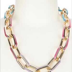Color Edge Link Statement Necklace. NWT